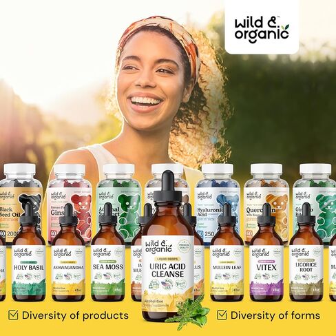 مكمل سائل منظف حمض اليوريك - قطرات دعم حمض اليوريك مع الكرز اللاذع، تشانكا بيدرا، الكرفس، جذر الكركم، بذور الشوك الحليب - نباتي، صبغة خالية من الكحول - 2 أونصة سائلة in Kuwait