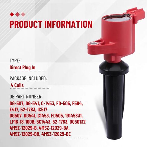 كار بول لفائف اشعال DG520 UF553 7T4E متوافقة مع 3.5 لتر 3.7 لتر V6 فورد توروس وايدج وF-150 وترانزيت وموستانج ولينكولن MKX MKZ MKS MKT وميركوري سابل ومازدا CX-9 (عبوة من 6 قطع) in Saudi Arabia