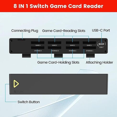 SCRUAK 8-in-1 Game Card Reader for Nintendo Switch/Switch OLED Console and Dock, Mutilple Switch Games Reader, Card Storage Holder Accessories (4 Slots for Switching Games + 4 Slots for Storage) in Saudi Arabia