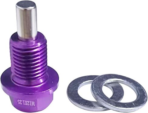 2Pcs M12 x1.5 Magnetic Oil Drain Plug Stainless Steel with 6 Copper Washer Gaskets Replacement for Toyota, Lexus, Nissan, Infiniti(Purple) in Saudi Arabia