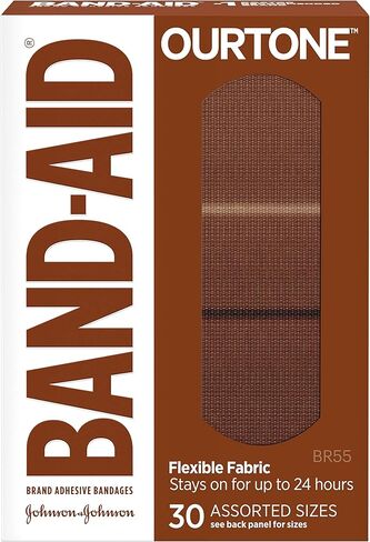 ضمادات لاصقة Ourtone من العلامة التجارية Band-Aid، حماية مرنة والعناية بالجروح والخدوش الطفيفة، وسادة مساعدة لحاف للجروح المؤلمة، BR65، كبير جدًا، 10 قيراط in Kuwait