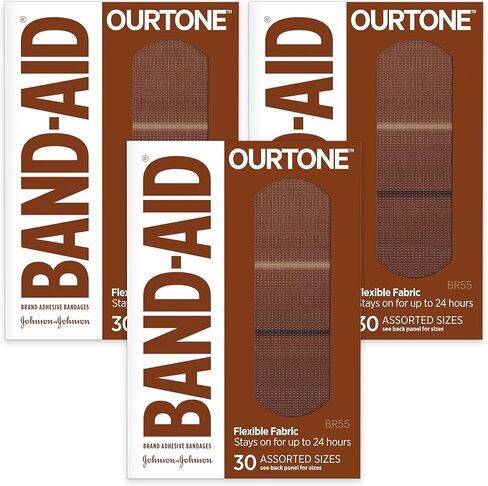 ضمادات لاصقة Ourtone من العلامة التجارية Band-Aid، حماية مرنة والعناية بالجروح والخدوش الطفيفة، وسادة مساعدة لحاف للجروح المؤلمة، BR65، كبير جدًا، 10 قيراط in Kuwait