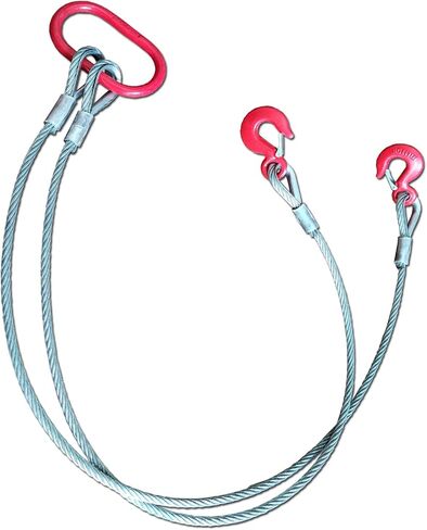 حبل سلكي باربع ارجل 1/2 انش × 5 قدم، حبل سلكي 6600 باوند 3.0 طن قدرة مقدرة رأسية، 4 ارجل مع خطافات حبال، كيبل تزوير شديد التحمل للرفع والسحب【3 طن】 in Kuwait