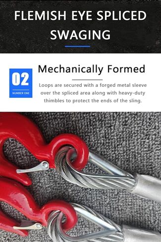 حبل سلكي باربع ارجل 1/2 انش × 5 قدم، حبل سلكي 6600 باوند 3.0 طن قدرة مقدرة رأسية، 4 ارجل مع خطافات حبال، كيبل تزوير شديد التحمل للرفع والسحب【3 طن】 in Kuwait