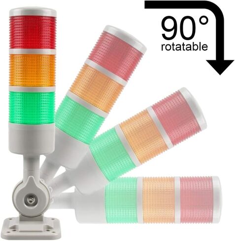 LUBAN Led Signal Tower Stack Lights, Industrial Signal Warning Lights, Column Tower Lamp Andon Lights with Rotatable Base, Steady/Flashing Light Switchable, 110V 220V AC(5-Layer, with Buzzer) in Saudi Arabia