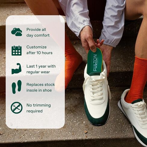 Fulton Custom Molding Cork Shoe Inserts for Men - Pain Relief Orthotic Insoles for All Day Comfort w/Plantar Fasciitis Arch Support - Arch Support Inserts Flat Feet to High Arch (Men's Size 11.5-12) in Saudi Arabia