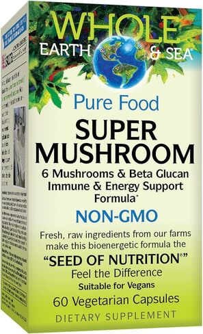 Whole Earth & Sea from Natural Factors, Super Mushroom, Whole Food Supplement, Vegan, 60 vegetarian capsules (60 servings) in Saudi Arabia