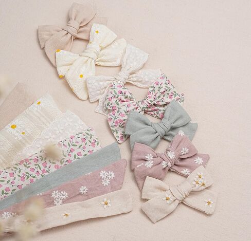 Fancy Clouds Baby Girl Bows and Headbands,10 Pack of Stretchy Soft Nylon Hairbands Hair Bows for Newborns, Infants, Toddlers - Handmade Baby Hair Accessories for Girls Gifts Photo in Saudi Arabia