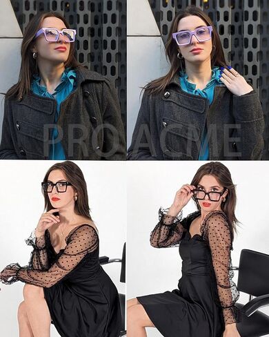Pro Acme Oversized Square Blue Light Glasses for Men Women Fashion Rectangular Big Thick Frame UV400 Fake Eyewear in Saudi Arabia