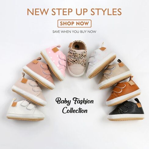 Clowora Baby Boys Girls Shoes Non-Slip Rubber Sole Sneakers Infant First Walking Toddler Crib Shoes Newborn Loafers Flats. in Kuwait