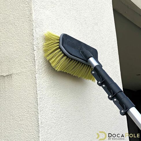 DocaPole Medium Bristle Deck Brush and Scrub Brush Extension Pole Attachment (10") | Long Handle Scrub Brush and Deck Brush for Deck, House Siding, Brick, Concrete and More (Pole Not Included) in Kuwait