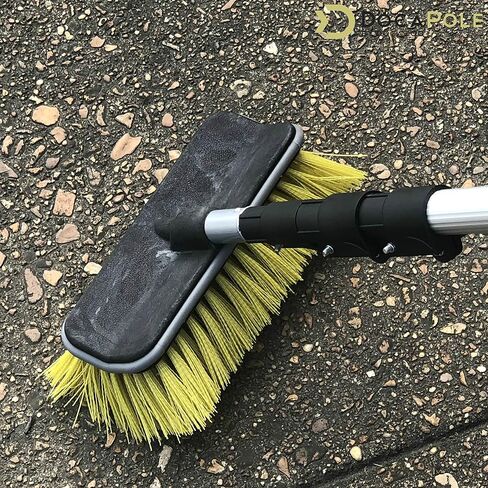 DocaPole Medium Bristle Deck Brush and Scrub Brush Extension Pole Attachment (10") | Long Handle Scrub Brush and Deck Brush for Deck, House Siding, Brick, Concrete and More (Pole Not Included) in Kuwait
