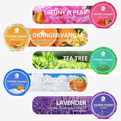 MR Shower Steamers Aromatherapy - 20 Pack Shower Bombs Aromatherapy Birthday Gifts for Women, Organic Watermelon, Orange & Vanilla, Sea Salt & Orange, Rose, Tea Tree, Gift Baskets for Women in Kuwait