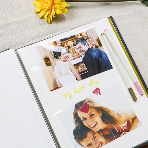 Holoary Self Adhesive Page Photo Album with Metallic Pen Magnetic Self-Stick Page Scrapbook for 3x5 4x6 5x7 6x8 8x10 Hand Made DIY 40 pages Albums, Printed Kraft Paper Cover Old Map Adventure World Travel Vacation Memory Book in Kuwait