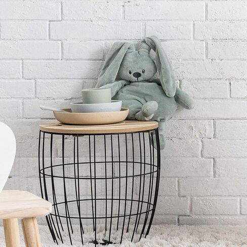 Silicone Children Tableware Set of 4 Pieces, Complete Meal with Plate, Bowl, Cup, Spoon - Safe, Stylish, Portable - Green in Kuwait