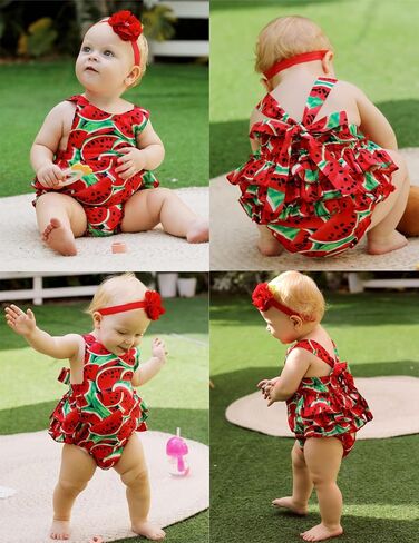 PrinceSasa Baby Girl's Floral Print Ruffles Romper Summer Clothes in Kuwait