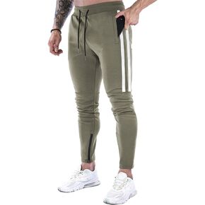 DIOTSR Mens Workout Jogger Pants, Slim Fit Running Sweatpants for Men, Striped Gym Track Pants with Pockets