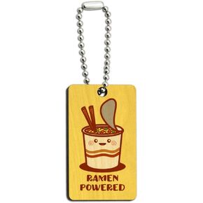 GRAPHICS & MORE Ramen Powered Noodle Soup Chopsticks Wood Wooden Rectangle Keychain Key Ring