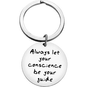 Inspirational Gifts for Women Men Encouragement Gifts Always Let Your Conscience Be Your Guide Keychain Jiminy Cricket Quote Keychain Motivational Gifts for Christmas Thanksgiving Gifts for Him Her