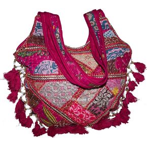 Tribe Azure Women Medium Shoulder Bag Tote Colorful Roomy Casual Boho Purse Travel Beach Top Handle Tassel Bright