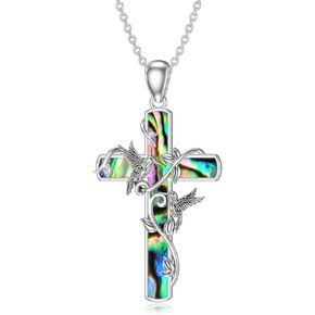 Cross Necklace for Women Hummingbird/Dragonfly/Butterfly/Red Ladybug Necklace 925 Sterling Silver Cross Pendant Necklace Christian Jewelry Gifts for Women Girls