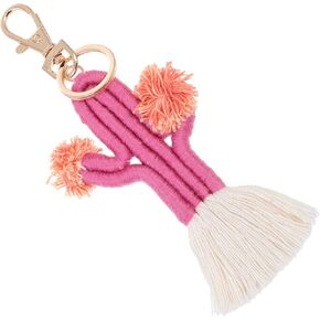 GALPADA Cactus Keychain Tassel Keychain Cute Keychains for Women Boho Hanging Hand Made Bag Ornament