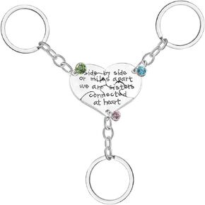 "Big Sis Middle Sis Little Sis Jewelry Side By Side or Miles Apart We Are Sisters Heart Shape Puzzle Keychain