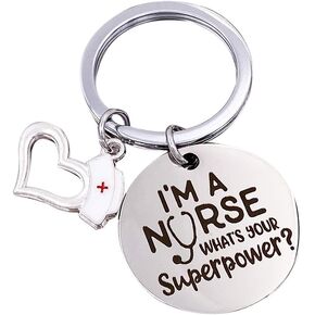 سلسلة مفاتيح ممرضة مكتوب عليها I'm A Nurse What's Your Superpower Gift For Nurse Stainless Steel in Kuwait