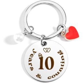 Rinacci 10 Year Gifts For Her Him Keychain 10th Wedding Anniversary For Couple Anniversary Marriage Presents For Wife Husband Anniversary Mens Gift For Husband Wife Keychain, 10anniversary, M in Kuwait