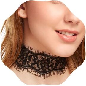 Shegirl Gothic Black Lace Choker Necklace Vintage Hollow Lace Necklace Dainty Lace Necklace Chain Jewelry for Women and Girls in Kuwait