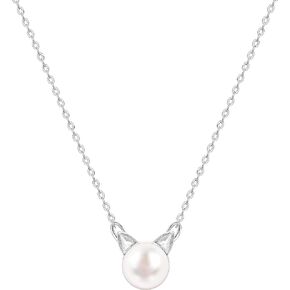 KristLand - S925 Sterling Silver Butterfly Necklace for Women Cute Animal Meaning Dainty Necklace Pearl Cat Pendant Collar for Girls Gift