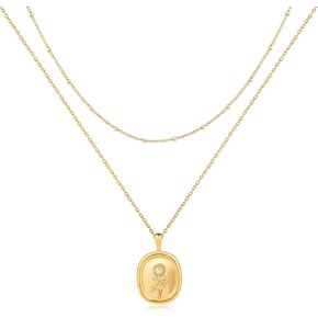 قلادات Fiusem ذات طبقات ذهبية للنساء، قلادة أنيقة مطلية بالذهب عيار 14 قيراط وقلادة ضيقة للنساء in Kuwait