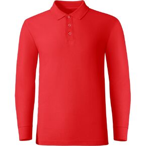 NeedBo Men's Long Sleeve Casual Solid Golf Polo Shirt