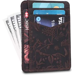 محفظة جلدية نحيفة بجيب أمامي مصنوعة يدويًا من LEVOGUE تحجب RFID للرجال والنساء. in Kuwait