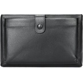 NIUCUNZH Handmade Genuine Leather Handbags for Men Large Purse Evening Clutch Bag Luxury Wristlet Wallet Black