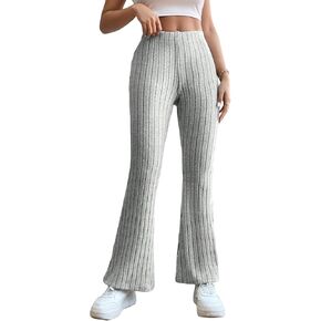 GORGLITTER Women's Ribbed Knit Flare Leg Pants High Waist Bell Bottom Long Trousers in Saudi Arabia