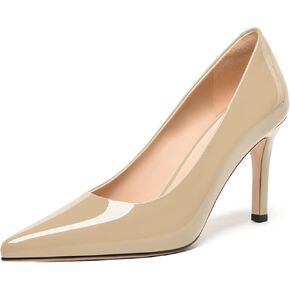 FEMSTEP Womens Slip On Pointed Toe Patent Leather Dress Bridal Stiletto High Heel Pumps Shoes 3.3 Inch