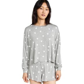 Honeydew Intimates Women's All American Jersey Shortie Set, Heather Grey Hearts, M