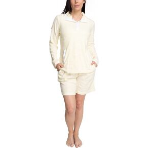 Hanes Women's 3 Piece Comfort Sleep Pajama Set with Tank Top, Snap Layering Long Sleeve Top and Shorts
