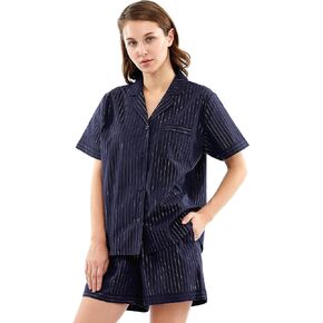Femofit Pajama Short Sleeve Sets for Women Comfy loungewear Sleepwear Top with Shorts Bottom Luxury Nightwear (S-XL)