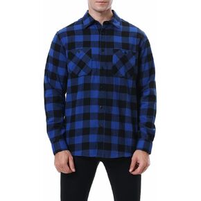 Men's Casual Single Pocket Shirt Flannel Plaid Long Sleeve Shirt