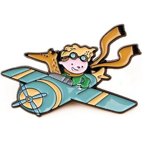The Little Prince Fox Plane Airplane Pilot Le Petit 1.6" Enamel Pin Badge