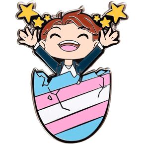 Trans Pride Flag Egg Crack Masc Gender Euphoria Kawaii Chibi Style Enamel Pin