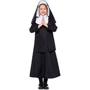 StarDY Gothic Lolita Dress Black Nun Dress Child Girls Cosplay Nun Halloween outfit Carniva Girls Costume