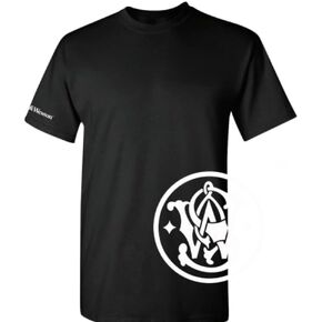 SMITH & WESSON Officially Licensed Men's 100% Cotton Short Sleeve Crewneck Graphic T-Shirt, S&W Wrap-Around and Arm Logo Tee