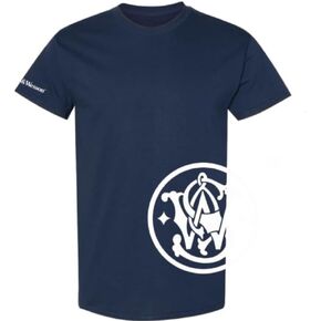 SMITH & WESSON Officially Licensed Men's 100% Cotton Short Sleeve Crewneck Graphic T-Shirt, S&W Wrap-Around and Arm Logo Tee