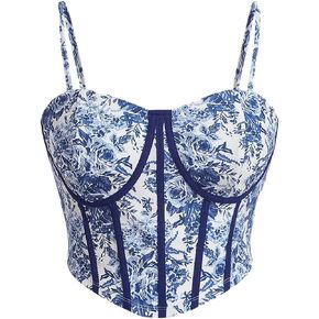 Verdusa Women's Plus Size Floral Print Bustier Asymmetrical Crop Cami Top