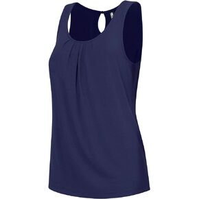 Lock and Love Women's Summer Sleeveless Pleated Back Closure Casual Tank Tops