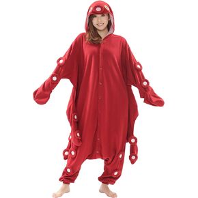 SAZAC Octopus Onesie Jumpsuit Halloween Costume Red
