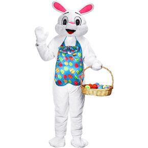 Hicarer 5 Pcs Easter Bunny Costume White Rabbit Full Body Mascot Suit Adult Size Fancy Dress Bunny Cartoon Costume for Easter Cosplay